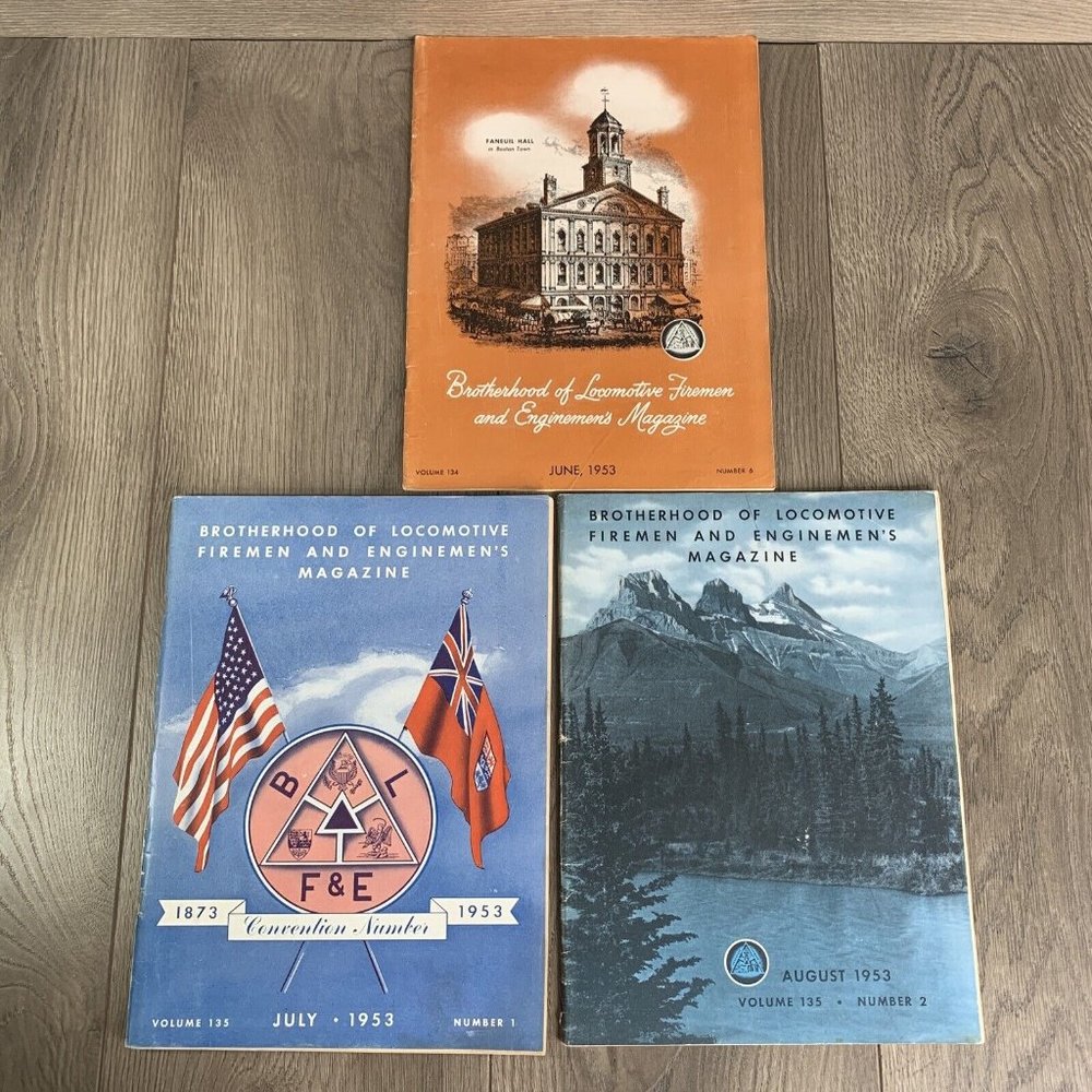 Brotherhood of Locomotive Firemen and Enginemen's Magazine Lot Of 3 1953 Jun-Aug